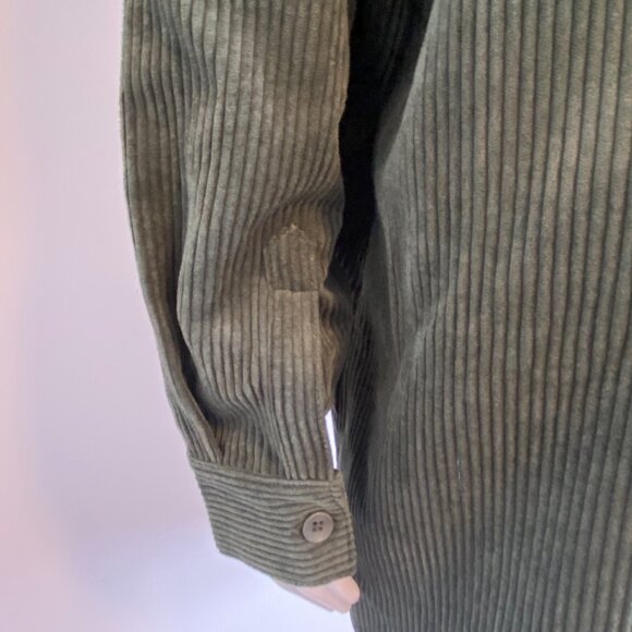 Women's Green Corduroy Long Sleeve Dress - Picture 8 of 10